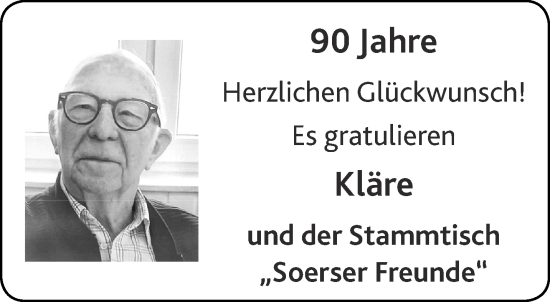 Glückwunschanzeige von 90 Jahre  von Aachener Zeitung