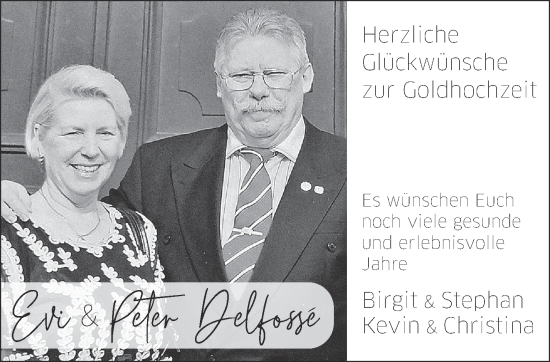 Glückwunschanzeige von Evi und Peter Delfossé von Aachener Zeitung