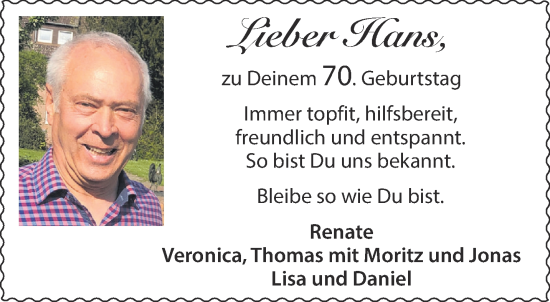 Glückwunschanzeige von Hans  von Aachener Zeitung