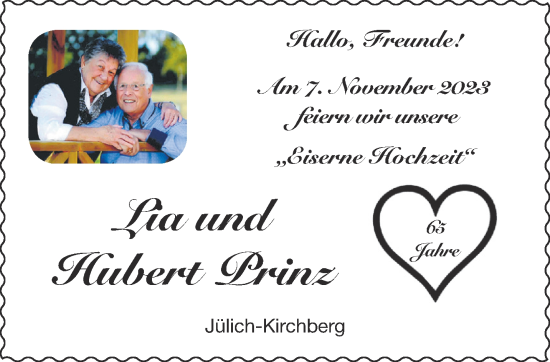Glückwunschanzeige von Lia und Hubert Prinz von Aachener Zeitung