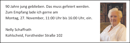 Glückwunschanzeige von Nelly Schaffrath von Zeitung am Sonntag