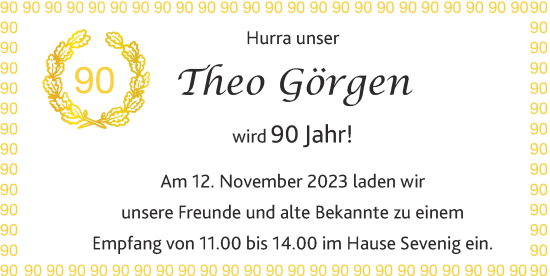 Glückwunschanzeige von Theo Görgen von Zeitung am Sonntag