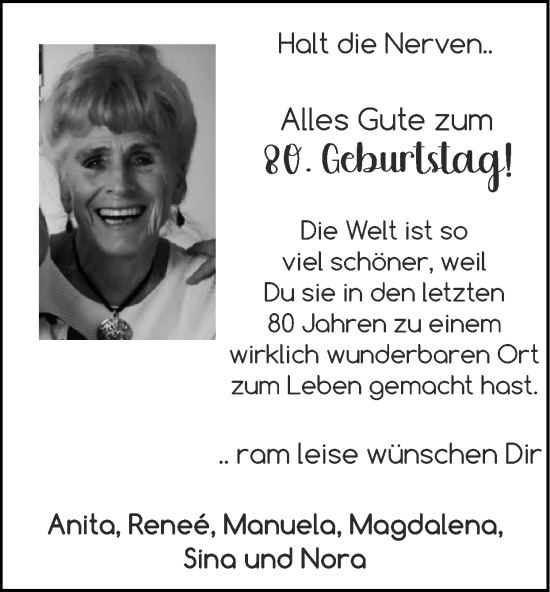 Glückwunschanzeige von Alles Gute zum 80. Geburtstag  von Zeitung am Sonntag