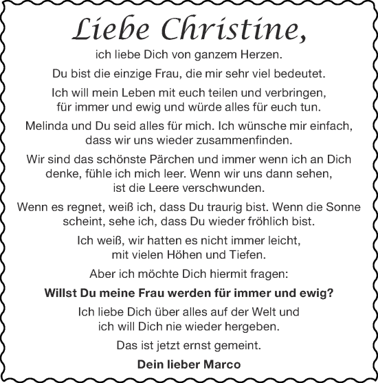 Glückwunschanzeige von Christine  von Zeitung am Sonntag