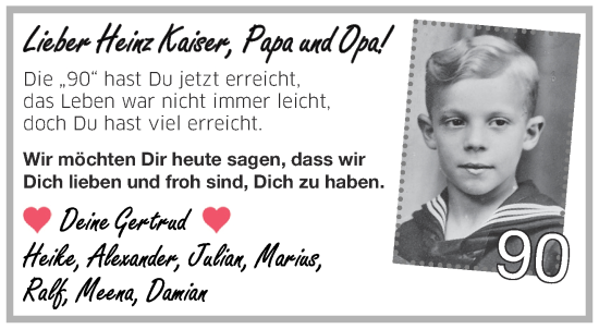 Glückwunschanzeige von Heinz Kaiser von Aachener Zeitung