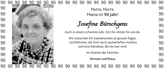 Glückwunschanzeige von Josefine Bürschgens von Zeitung am Sonntag