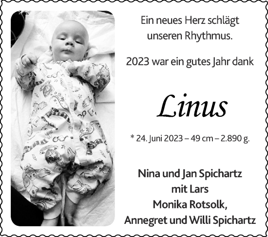 Glückwunschanzeige von Linus  von Zeitung am Sonntag
