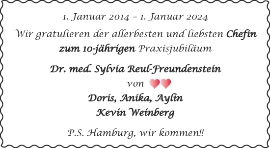 Glückwunschanzeige von Sylvia Reul-Freundenstein von Aachener Zeitung