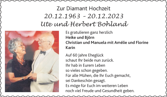Glückwunschanzeige von Ute und Herbert Bohland von Aachener Zeitung