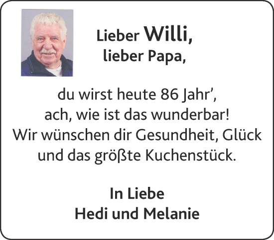 Glückwunschanzeige von Willi  von Aachener Zeitung