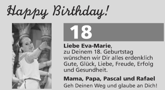 Glückwunschanzeige von Eva-Marie  von Aachener Zeitung / Aachener Nachrichten