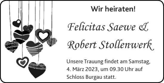 Glückwunschanzeige von Felicitas und Robert  von Zeitung am Sonntag