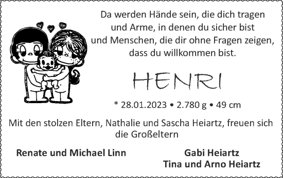 Glückwunschanzeige von Henri  von Zeitung am Sonntag