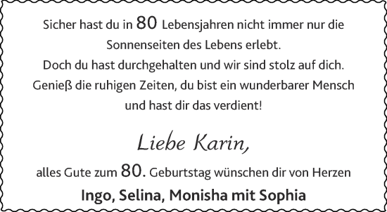 Glückwunschanzeige von Karin  von Aachener Zeitung / Aachener Nachrichten