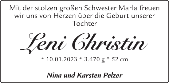 Glückwunschanzeige von Leni Christin von Aachener Zeitung / Aachener Nachrichten