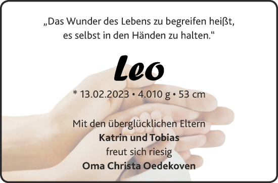 Glückwunschanzeige von Leo  von Aachener Zeitung / Aachener Nachrichten