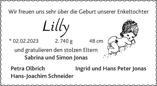 Glückwunschanzeige von Lilly  von Aachener Zeitung / Aachener Nachrichten