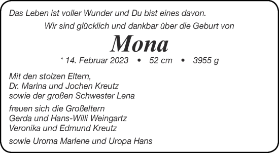 Glückwunschanzeige von Mona  von Aachener Zeitung / Aachener Nachrichten