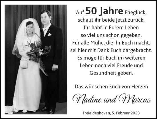Glückwunschanzeige von Nadine und Marcus  von Zeitung am Sonntag