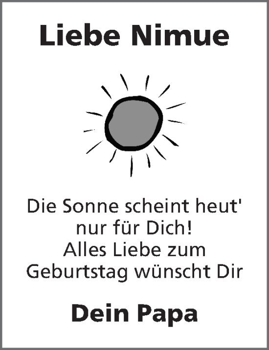Glückwunschanzeige von Nimue  von Zeitung am Sonntag
