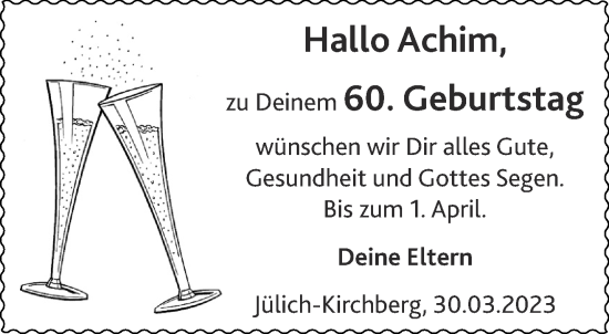 Glückwunschanzeige von Achim  von Aachener Zeitung
