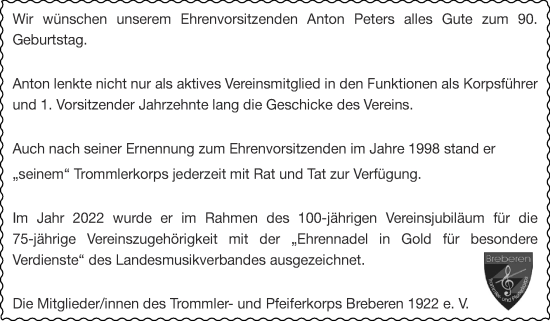 Glückwunschanzeige von Anton Peters von Zeitung am Sonntag