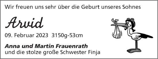 Glückwunschanzeige von Arvid  von Zeitung am Sonntag