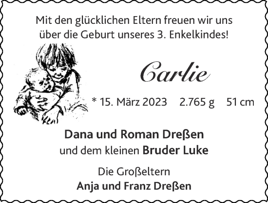 Glückwunschanzeige von Carlie  von Zeitung am Sonntag