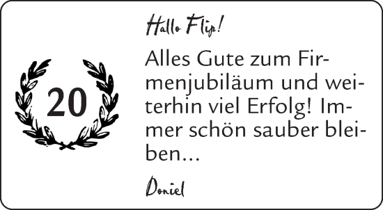 Glückwunschanzeige von Flip  von Aachener Zeitung / Aachener Nachrichten
