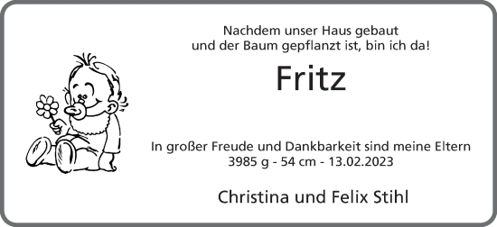 Glückwunschanzeige von Fritz  von Zeitung am Sonntag