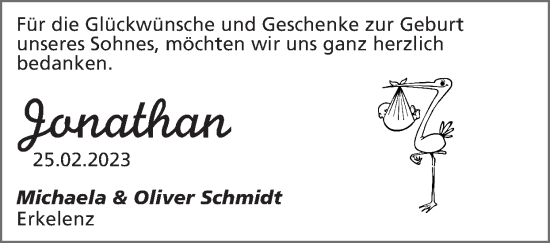 Glückwunschanzeige von Jonathan  von Zeitung am Sonntag