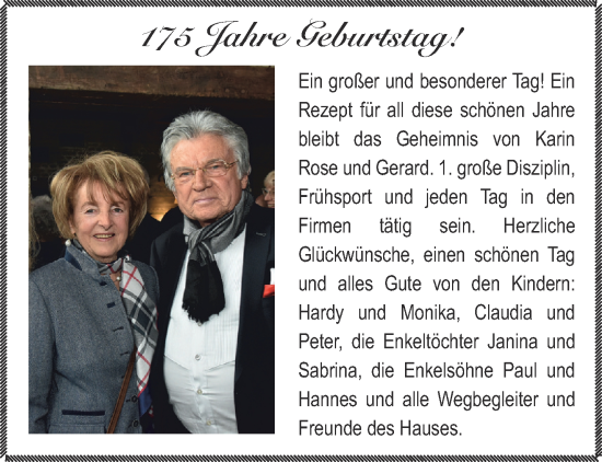 Glückwunschanzeige von Karin Rose und Gerard  von Aachener Zeitung / Aachener Nachrichten