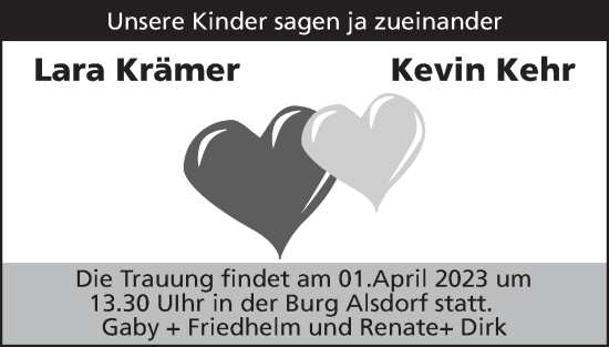 Glückwunschanzeige von Lara und Kevin  von Zeitung am Sonntag