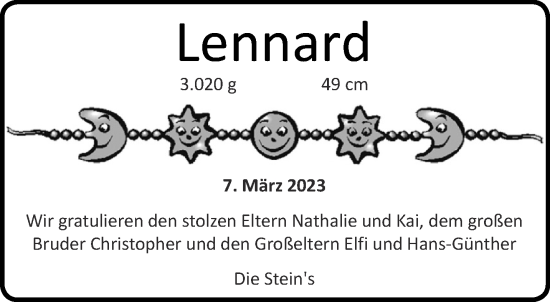 Glückwunschanzeige von Lennard  von Aachener Zeitung / Aachener Nachrichten
