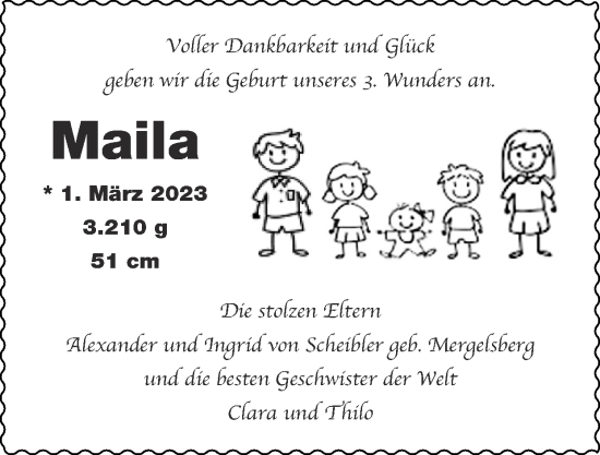 Glückwunschanzeige von Maila  von Zeitung am Sonntag