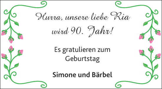 Glückwunschanzeige von Ria  von Aachener Zeitung