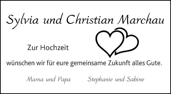 Glückwunschanzeige von Sylvia und Christian Marchau von Aachener Zeitung / Aachener Nachrichten