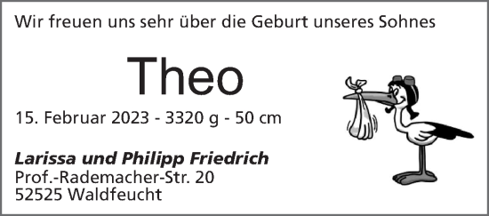 Glückwunschanzeige von Theo  von Zeitung am Sonntag