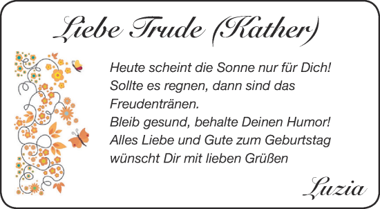 Glückwunschanzeige von Trude  von Aachener Zeitung