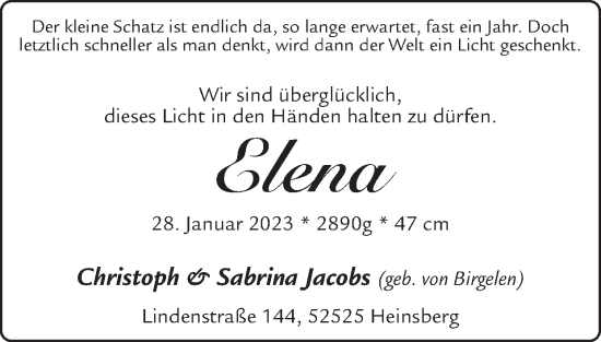 Glückwunschanzeige von Elena  von Zeitung am Sonntag