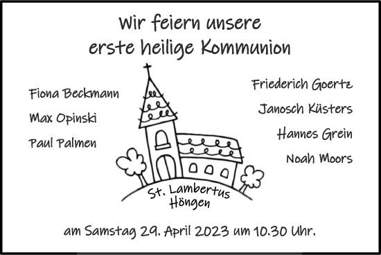 Glückwunschanzeige von erste heilige Kommunion St. Lambertus von Zeitung am Sonntag