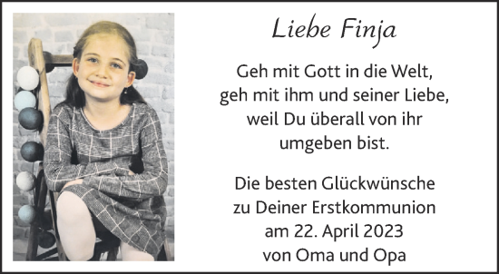 Glückwunschanzeige von Finja  von Aachener Zeitung