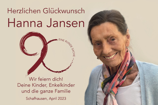 Glückwunschanzeige von Hanna Jansen von Zeitung am Sonntag