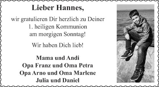 Glückwunschanzeige von Hannes  von Aachener Zeitung