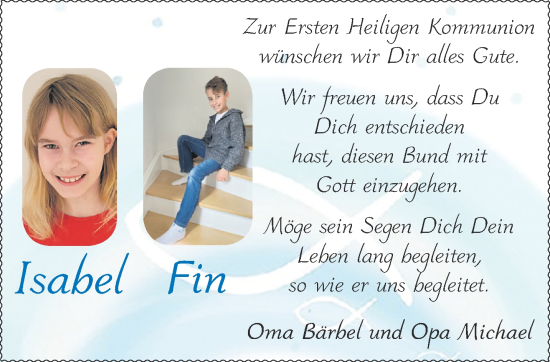 Glückwunschanzeige von Isabel und Fin  von Aachener Zeitung