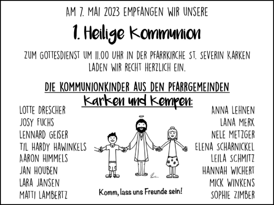 Glückwunschanzeige von Kommunion  von Zeitung am Sonntag