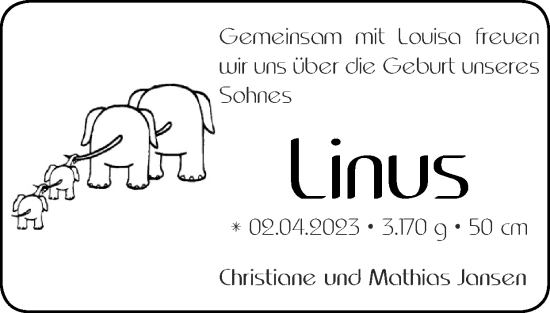 Glückwunschanzeige von Linus  von Zeitung am Sonntag