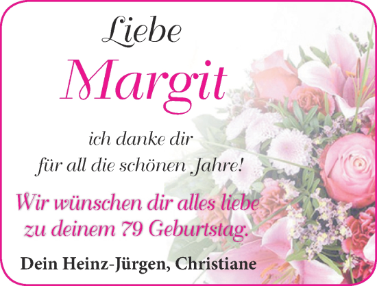 Glückwunschanzeige von Margit  von Zeitung am Sonntag