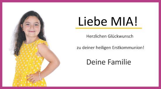 Glückwunschanzeige von Mia  von Zeitung am Sonntag