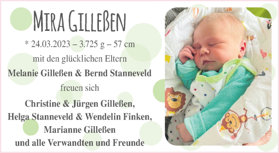 Glückwunschanzeige von Mira Gilleßen von Aachener Zeitung